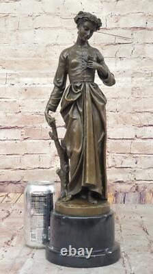 Signed French Art Deco Bronze Sculpture Marble Figurine Base Sale