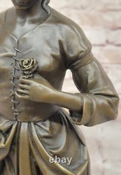 Signed French Art Deco Bronze Sculpture Marble Figurine Base Sale
