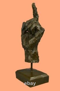 Signed French Bonheur Holder Bronze Sculpture Art Deco Large Marble Base Figure
