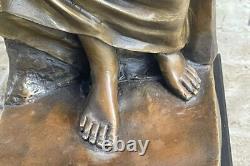 Signed French Bronze Sculpture by Moreau Erotic Art Deco Marble Base Decor