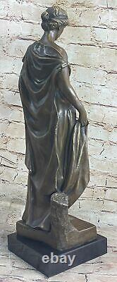 Signed French Bronze Sculpture by Moreau, Erotic Art Deco, Marble Base Decoration
