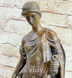 Signed French Bronze Sculpture by Moreau, Erotic Art Deco, Marble Base Decoration