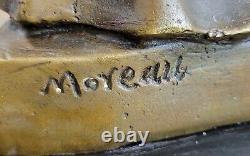 Signed French Moreau Fair Maiden Bronze Sculpture Art Deco Marble Base Opener