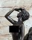 Signed Genuine Bronze Erotic Sculpture Chair Art Statue Marble Figurine Base