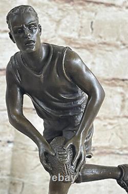 Signed Genuine Bronze on Marble NFL Rugby Athlete Figurine Sculpture Decor