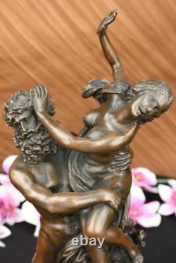 Signed Giambologna Viol De The Sabine Woman Bronze Marble Mythic Base Figurine