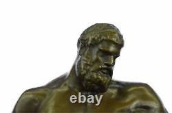 Signed Glycon: Bronze Statue of Greek Mythical Hercules on a Marble Base Deal