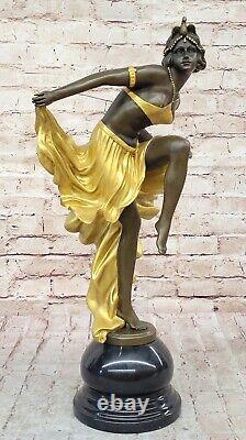 Signed Gold Patina Art Deco Bronze Sculpture by A. Gory on New Marble