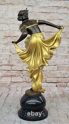 Signed Gold Patina Art Deco Bronze Sculpture by A. Gory on New Marble