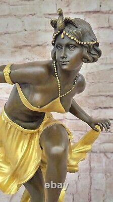 Signed Gold Patina Art Deco Bronze Sculpture by A. Gory on New Marble