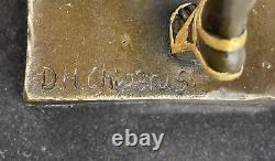 Signed Gold Patina Chiparus Woman Bronze Sculpture on Marble Figurine Base