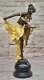 Signed Gold Or Patina Art Deco Bronze Sculpture By A. Gory New Marble Figurine