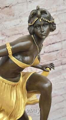 Signed Gold or Patina Art Deco Bronze Sculpture by A. Gory New Marble Figurine