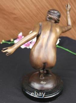 Signed Gory Superb Nudist Bronze Marble Base Statue Sculpture Figure