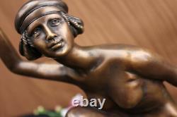 Signed Gory Superb Nudist Bronze Marble Base Statue Sculpture Figure