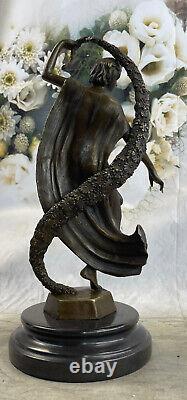 Signed Guilande Bronze Statue Art Deco Dance Marble Base Figure Gift Sale