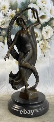 Signed Guirande Bronze Art Deco Statue Dancer Marble Base Figurine Gift Sale
