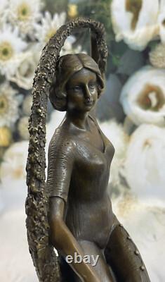 Signed Guirande Bronze Art Deco Statue Dancer Marble Base Figurine Gift Sale