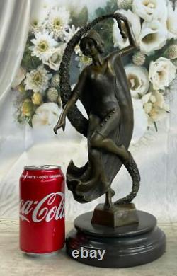 Signed Guirande Bronze Art Deco Statue Dancing Figure Marble Base Gift Sale