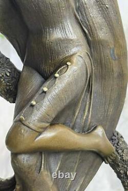 Signed Guirande Bronze Art Deco Statue Dancing Figure Marble Base Gift Sale