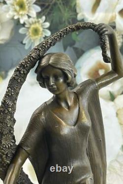 Signed Guirande Bronze Art Deco Statue Dancing Figure Marble Base Gift Sale