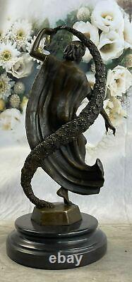 Signed Guirande Bronze Statue Art Deco Dance Marble Base Figure Gift Sale
