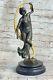 Signed Guirande Bronze Statue Art Deco Dance Marble Base Figurine Gift Sale