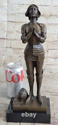 Signed Joan of Arc Bronze Marble Sculpture Cast Home Decor Figure Nr