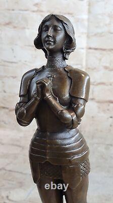 Signed Joan of Arc Bronze Marble Sculpture Cast Home Decor Figure Nr