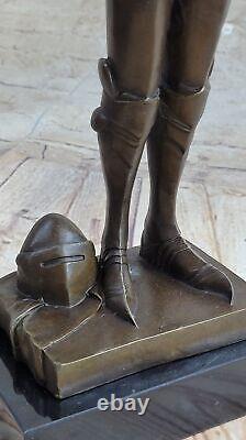 Signed Joan of Arc Bronze Marble Sculpture Cast Home Decor Figure Nr