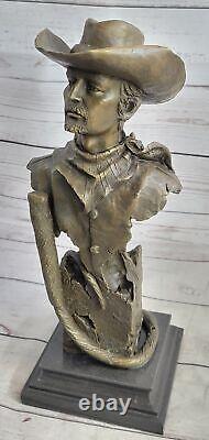 Signed Kamiko Cowboy Western Bronze Sculpture Statue Marble Base Figurine Deal