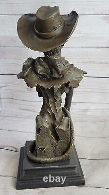 Signed Kamiko Cowboy Western Bronze Sculpture Statue Marble Base Figurine Deal