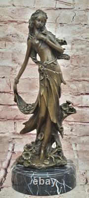 Signed Kassin Daydream Girl Bronze Sculpture Art Deco Nouveau Marble Figurine