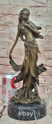 Signed Kassin Daydream Girl Bronze Sculpture Art Deco Nouveau Marble Figurine