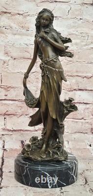 Signed Kassin Daydream Girl Bronze Sculpture Art Deco Nouveau Marble Figurine