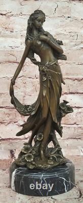 Signed Kassin Daydream Girl Bronze Sculpture Art Deco Nouveau Marble Figurine