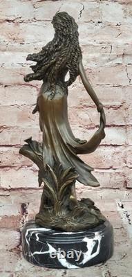 Signed Kassin Daydream Girl Bronze Sculpture Art Deco Nouveau Marble Figurine