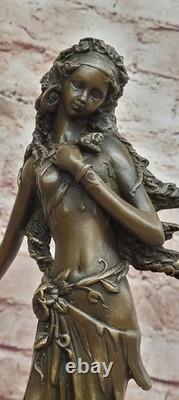 Signed Kassin Daydream Girl Bronze Sculpture Art Deco Nouveau Marble Figurine