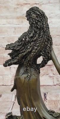 Signed Kassin Daydream Girl Bronze Sculpture Art Deco Nouveau Marble Figurine