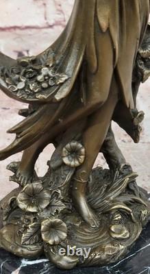 Signed Kassin Daydream Girl Bronze Sculpture Art Deco Nouveau Marble Figurine