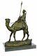 Signed Leonard Arbab Man Desert Travel With / Camel Marble Nr Bronze