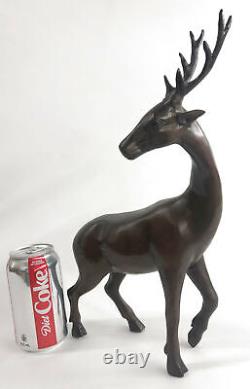 Signed Limited Edition EDT Original Male Bronze Deer Fawn Sculpture Marble Base Statue