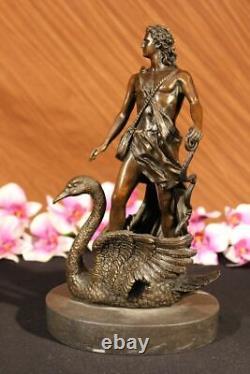 Signed M. LOPEZ Leda and The Bronze Swan Mythical Greek Sculpture