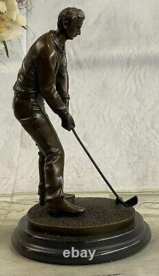 Signed M, Lopez Golf Golf Trophy Sport Bronze Sculpture Marble Base