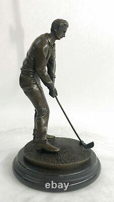 Signed M, Lopez Golf Golf Trophy Sport Bronze Sculpture Marble Base Sale