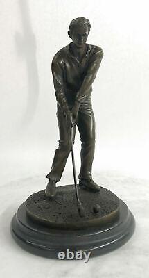 Signed M, Lopez Golf Golf Trophy Sport Bronze Sculpture Marble Base Sale