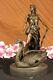 Signed M. Lopez Leda And The Swan Bronze Marble Statue Mythical Greek Decorative