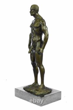 Signed Made Depict Of Chair Gay Male Bronze Sculpture Marble Figure Base