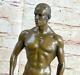 Signed Made Depict Of Flesh Gay Man Bronze Sculpture Marble Figurine Base