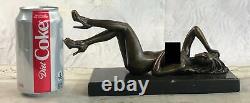 Signed Mavchi, Bronze Sculpture Chair Girl on Marble Abstract Modern Figure D